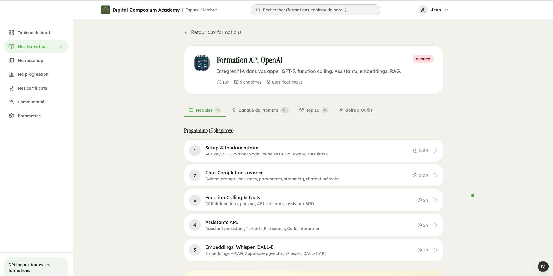 Formation IA API OpenAI - module
