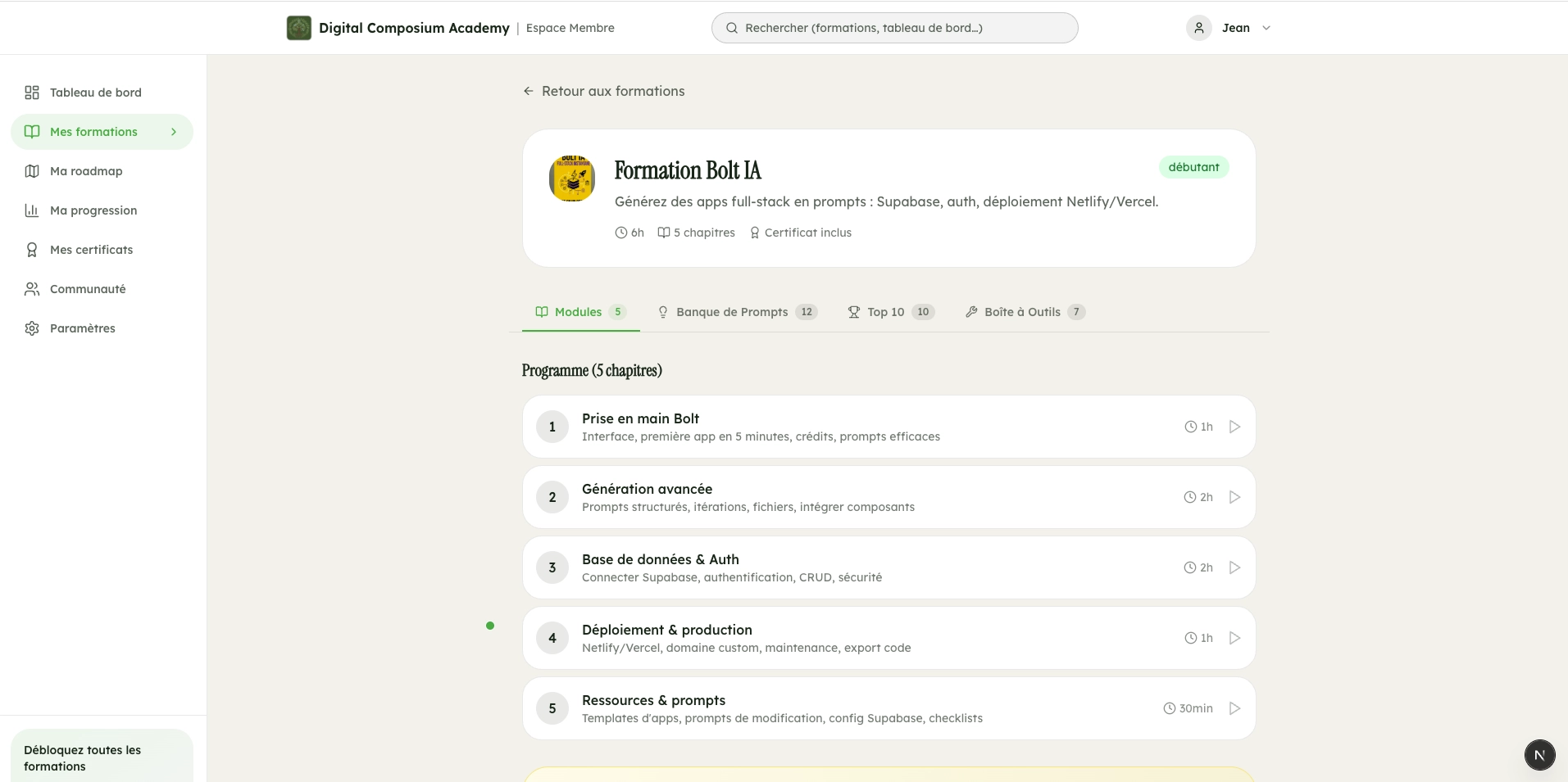 Formation IA Bolt - module
