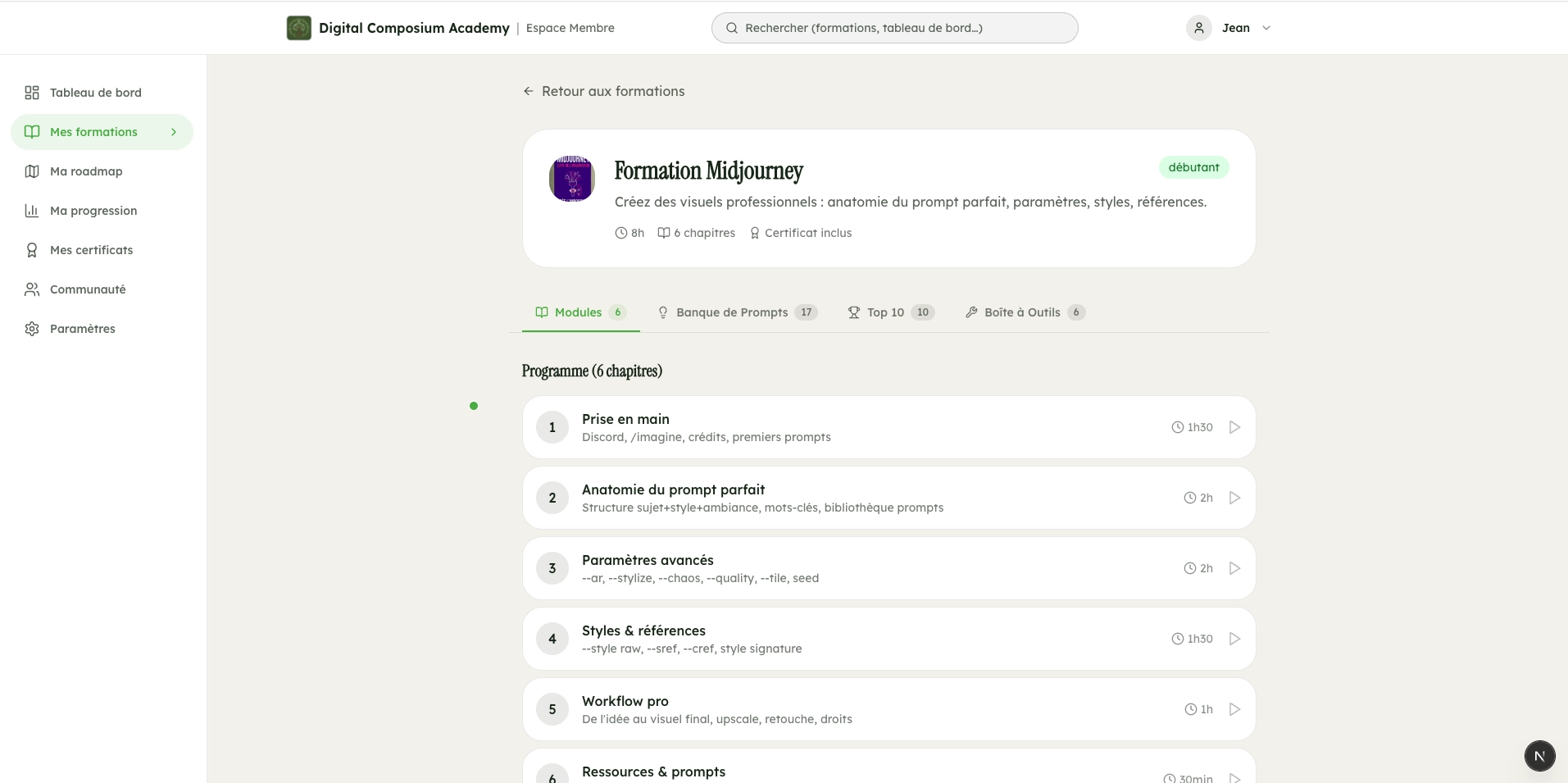 Formation IA Midjourney - module