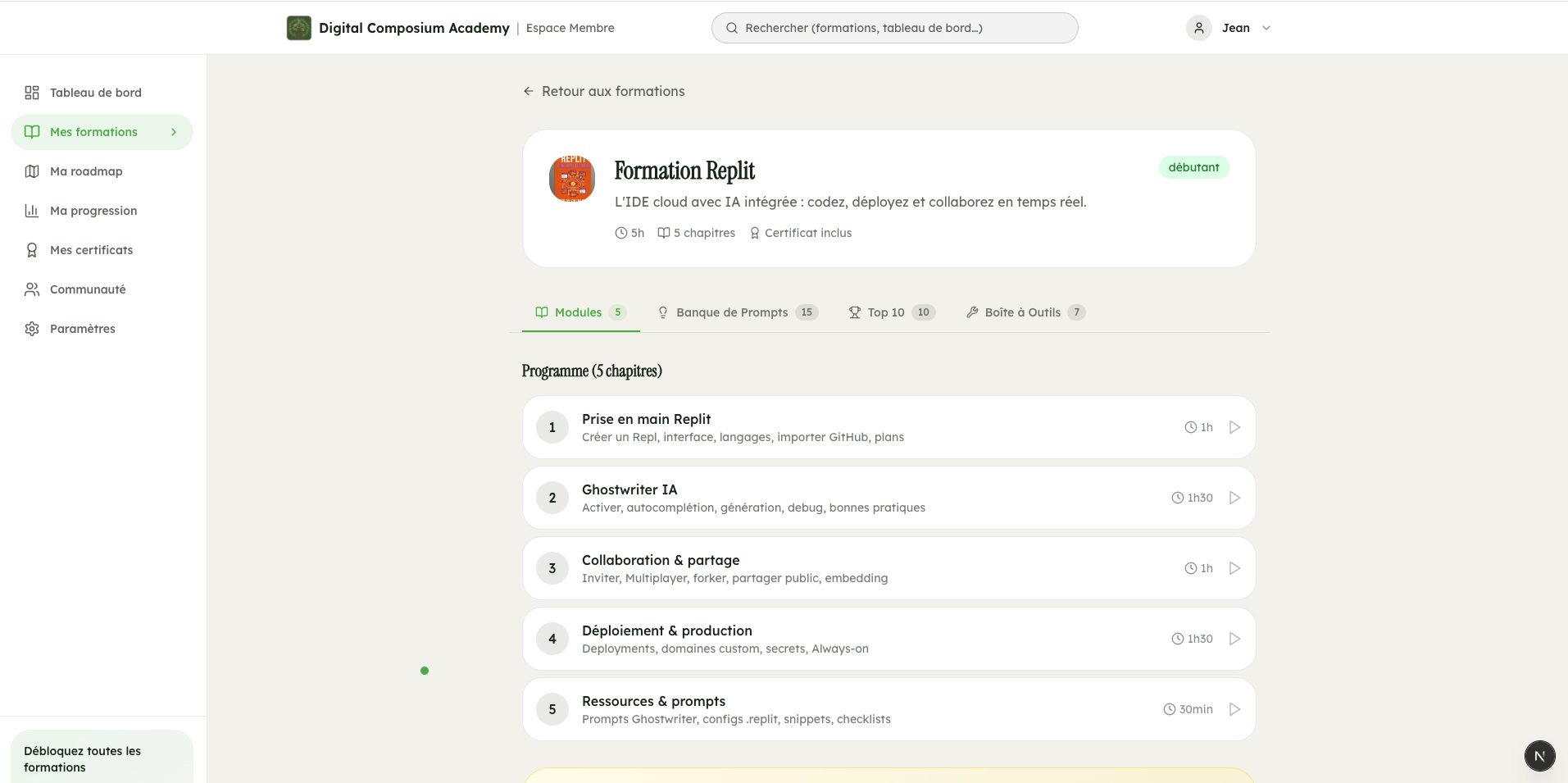 Formation IA Replit - module