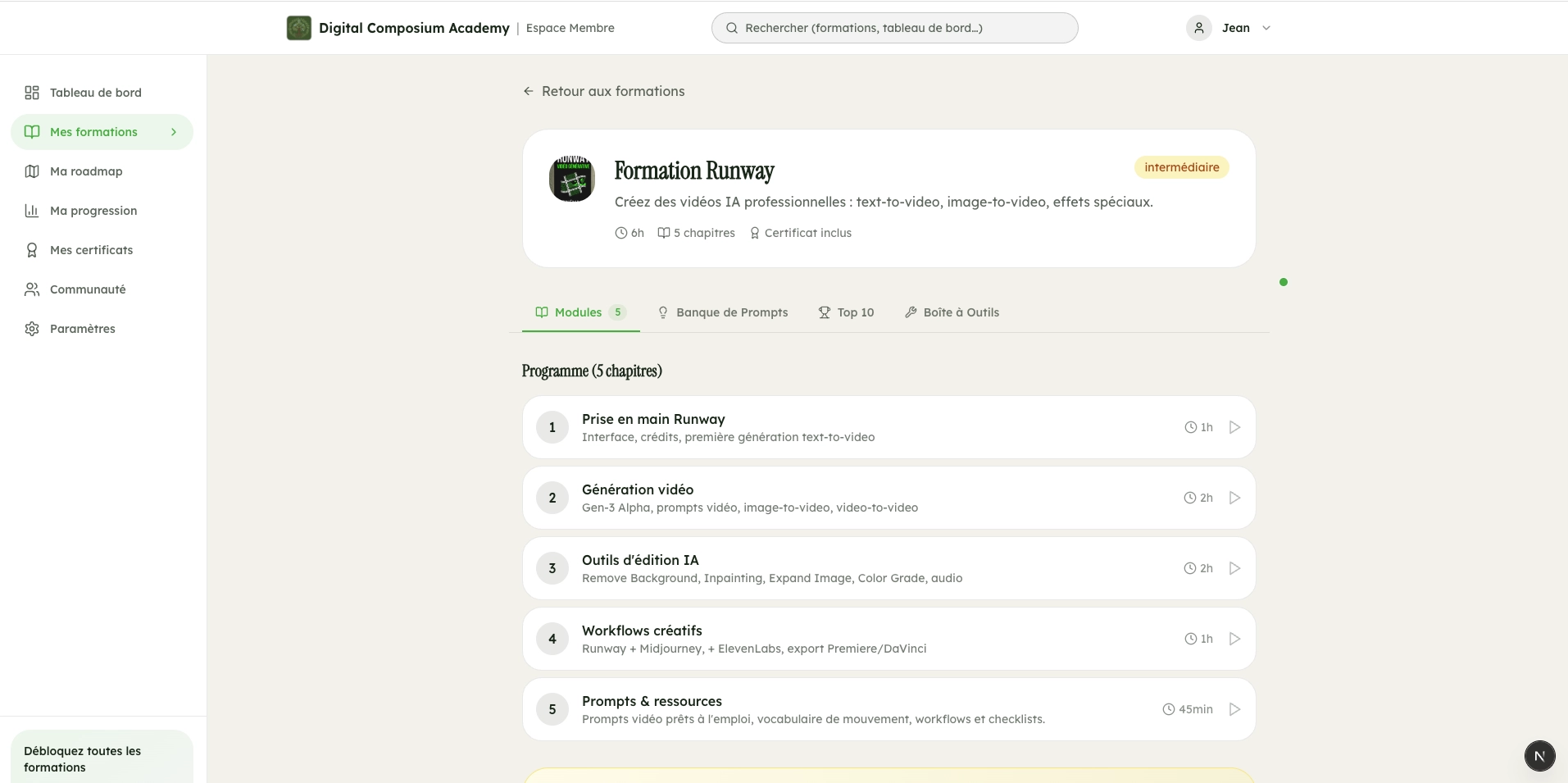 Formation IA Runway - module