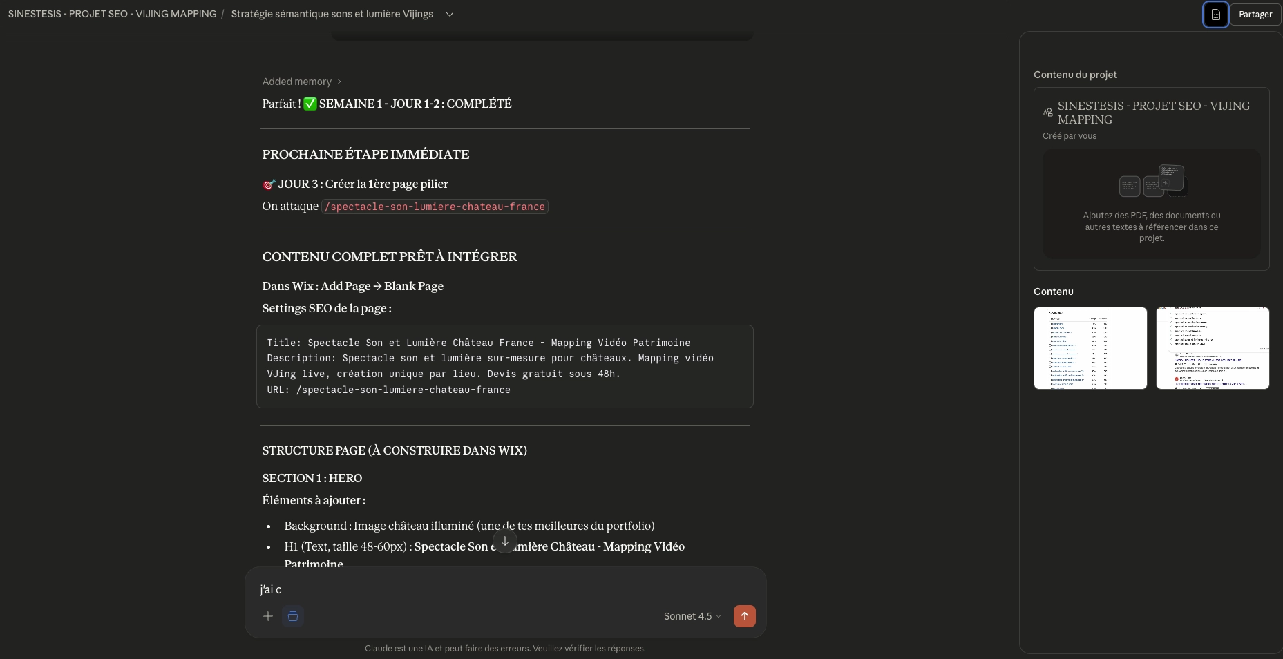 Projet Romain P. réalisé avec Claude Projects
